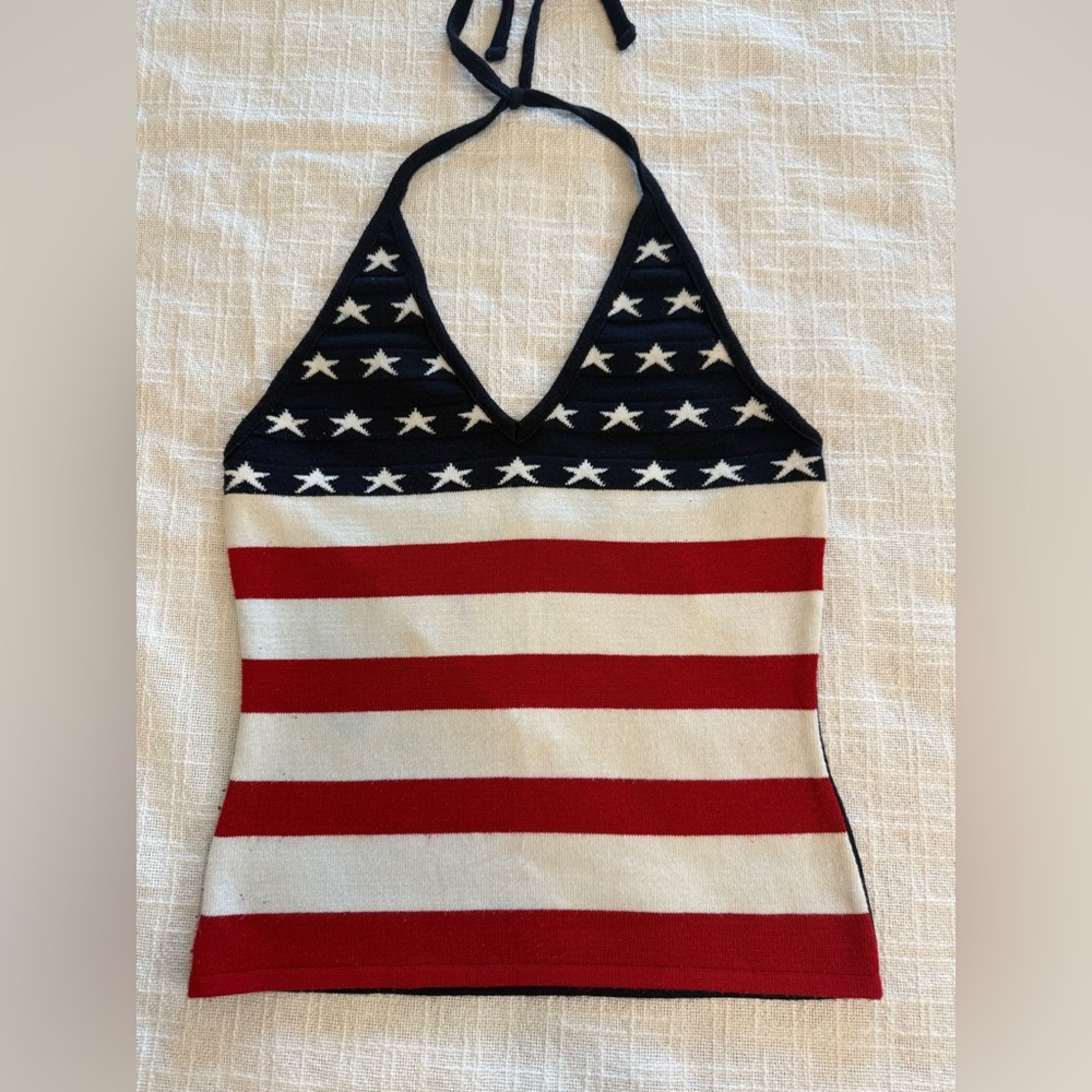 Vintage-Charlotte Russe-Patriotic Halter Top with Stars and Stripes, size large